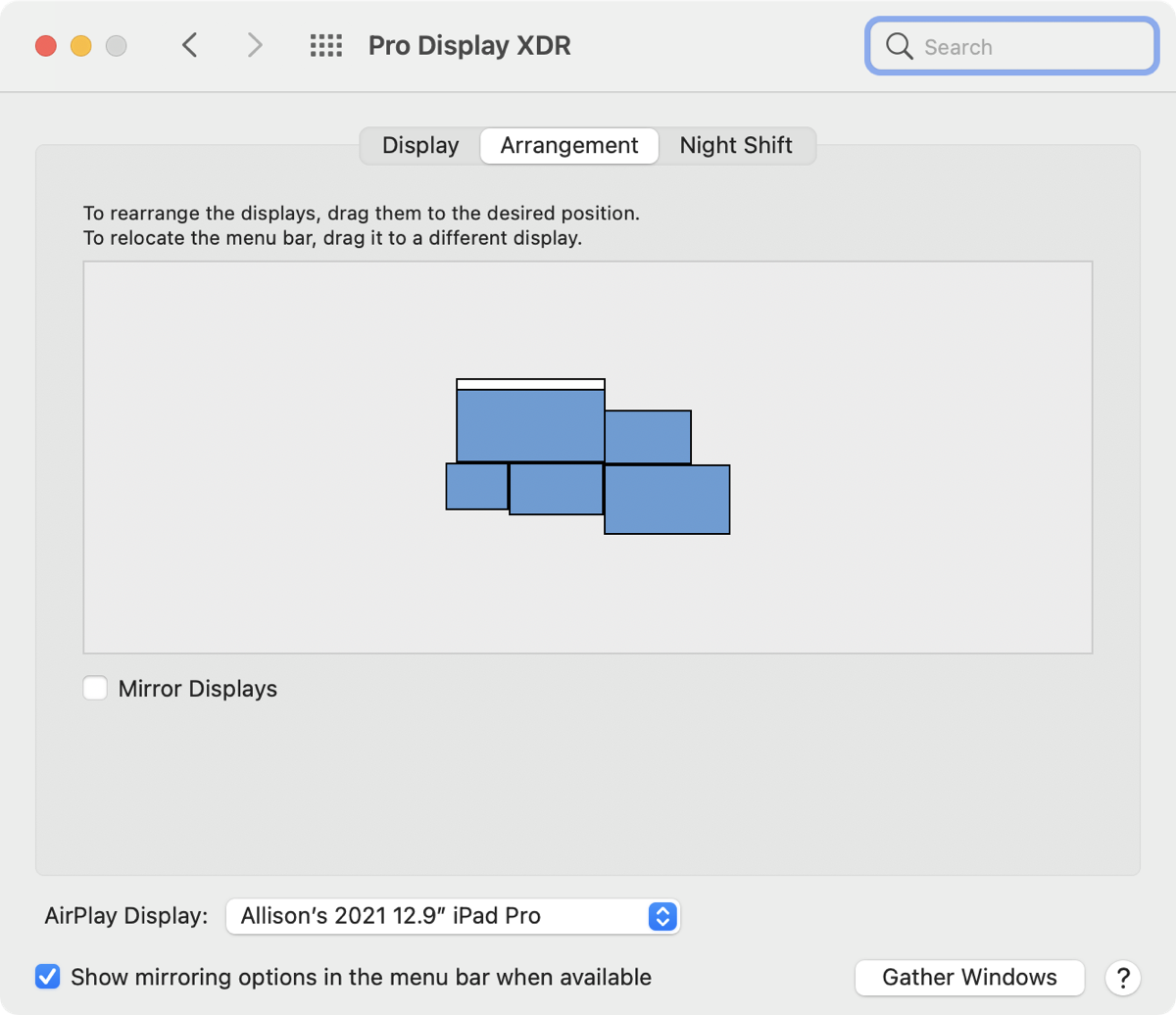 5 Displays in System Preferences