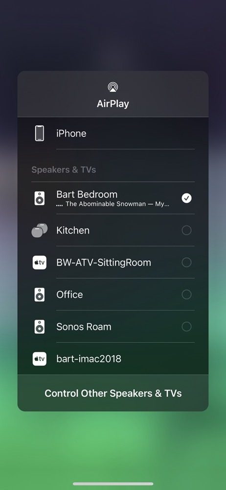 AirPlay2 in Control Center