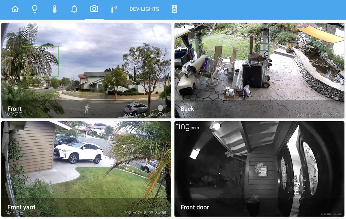 Home Assistant Showing Cameras