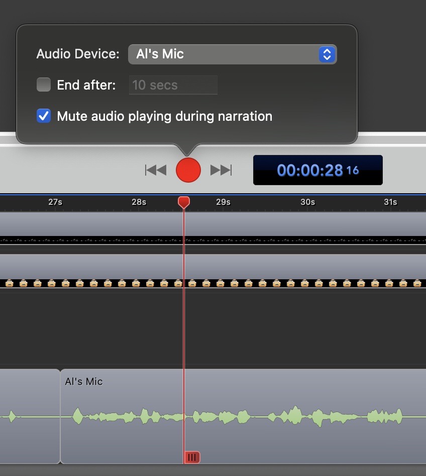 Voice Over Showing Record Button