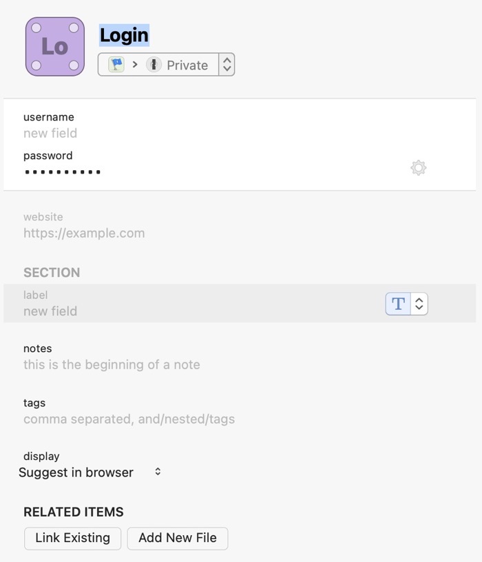 #title# 1Password 7 add new login