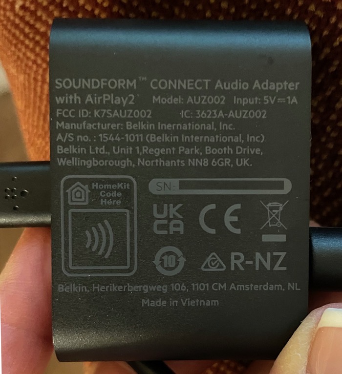 belkin AUZ002 Sound Form Connect Air Play 2 Adapter User Manual