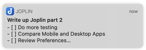 Joplin To Do notification