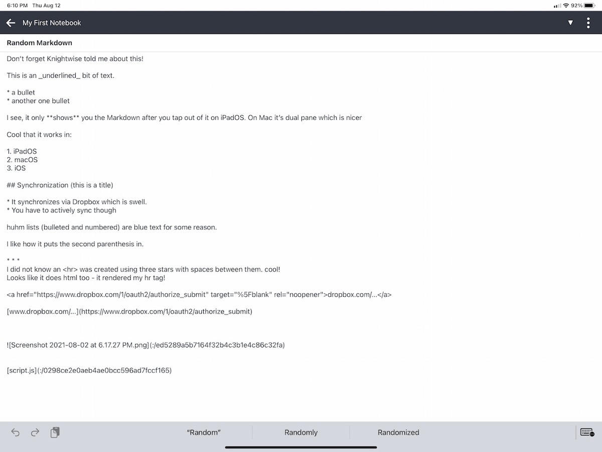 #title# Joplin iPad Markdown