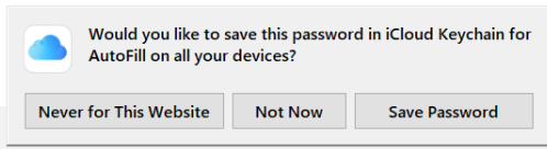 Would You Like to Save Password to iCloud Keychain?