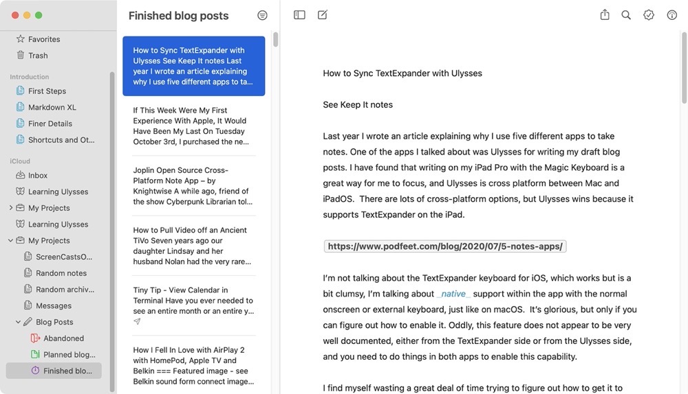 #title# Ulysses macOS interface looks. a lot like Joplin