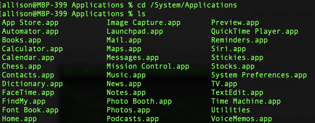Apple Apps are in /System/Applications