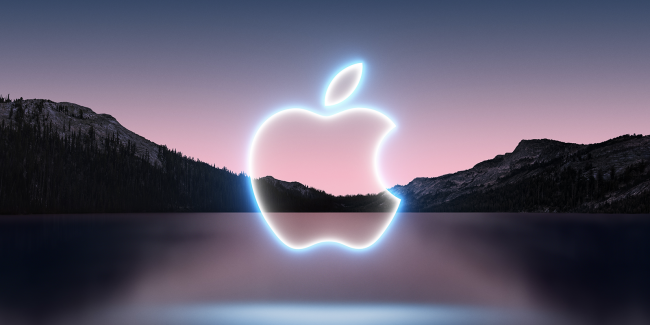 California Streaming Apple logo over lake and mountains