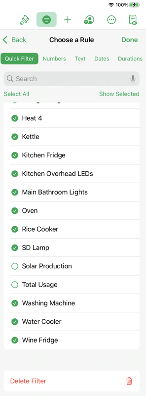 Filter to Remove Solar and Total Usage