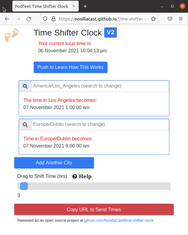 Time Shifter Clock 1am LA 8am Dublin