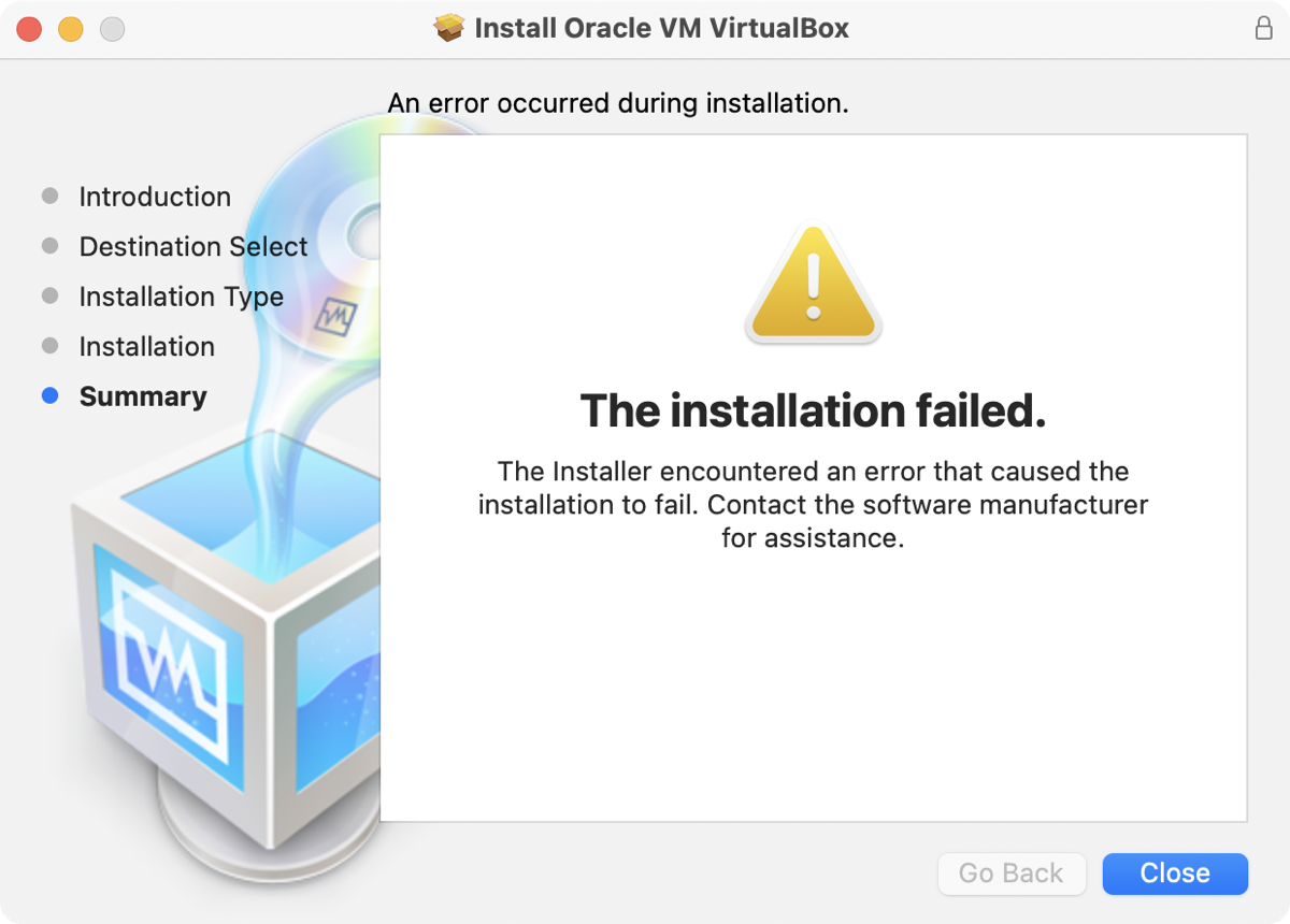 VirtualBox Fails Installation