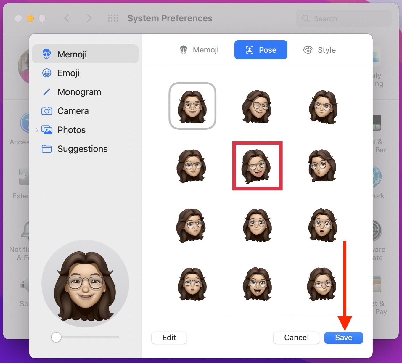 Choose Which Memoji Version for Static Image & Save