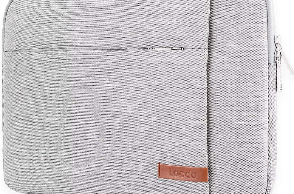 Lacdo laptop sleeve in grey showing two zipper pockets