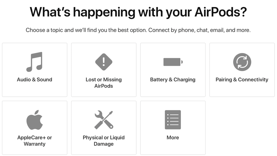 #title# Apple Support Page Showing Lost AirPods Option