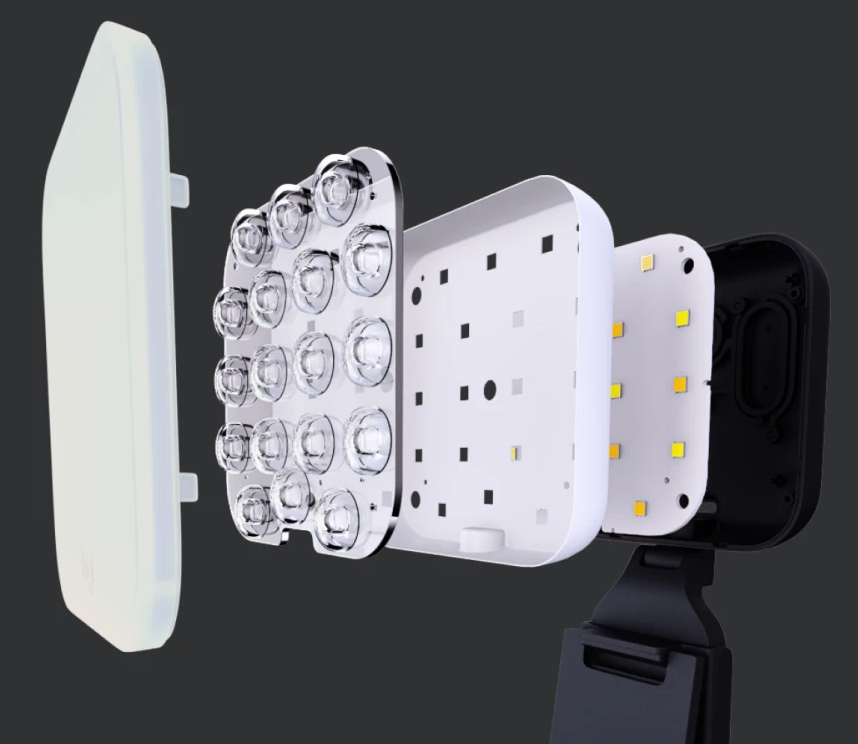 Litra Glow Exploded View of LEDs and Diffuser