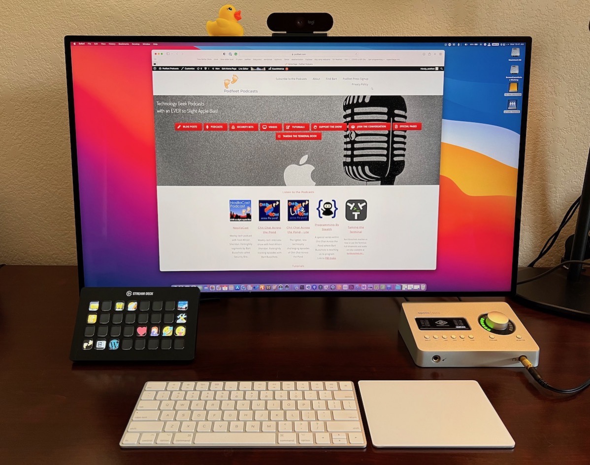 #title# XDR on egotron Arm down super low with a Stream Deck and Universal Audio Solo mic interface on the right. Oh, and a rubber ducky on top to prove I'm a programmer
