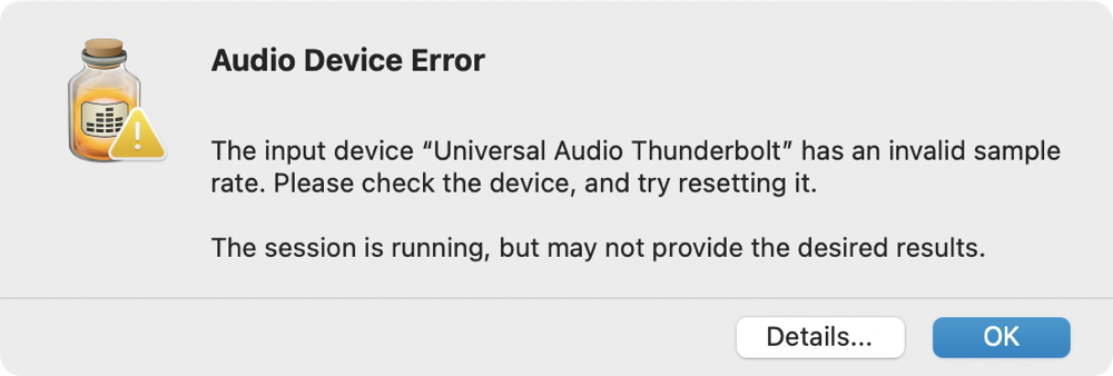Audio Hijack Error Message on Sample Rate