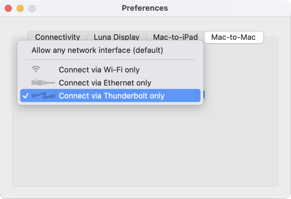 Luna Display Preferences Mac to Mac
