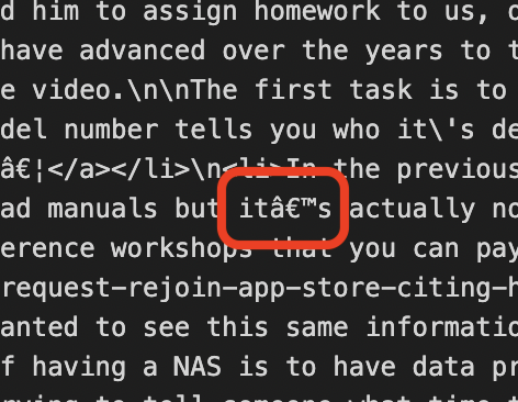 #title# Strange Character in Text