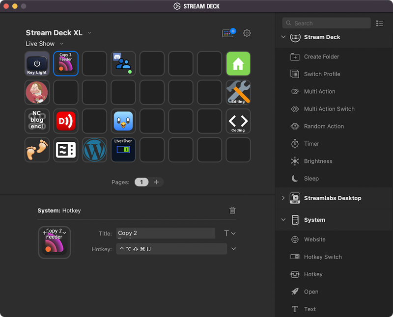 Stream Deck App showing my Live Show buttons as described later