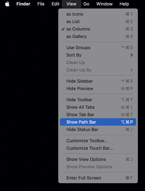 Finder View Show Path Bar