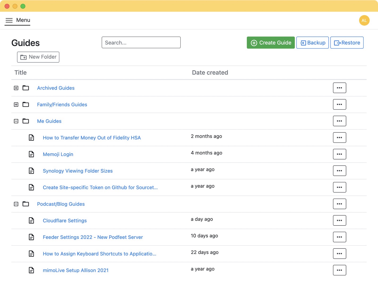 Folge Guides Library With Folders