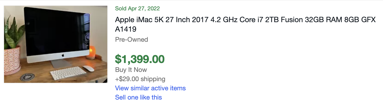 2017 27in iMac Averaged $1312