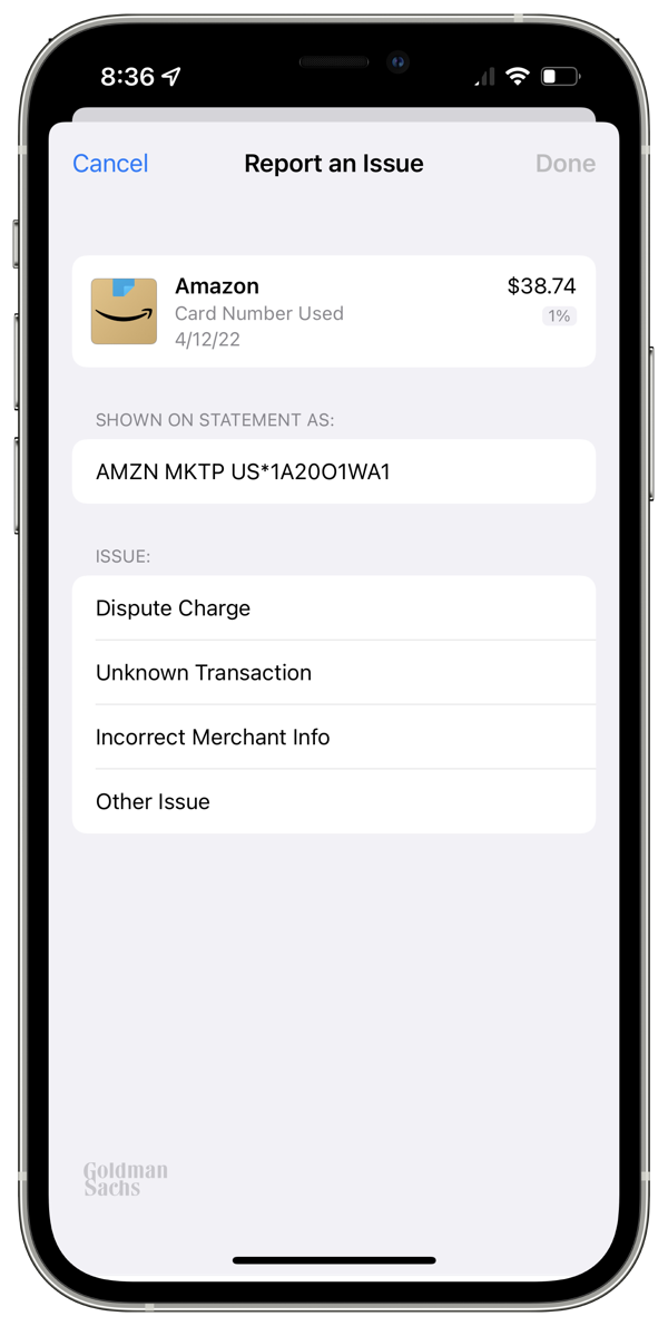Apple Card Report an Issue and Cryptic Name