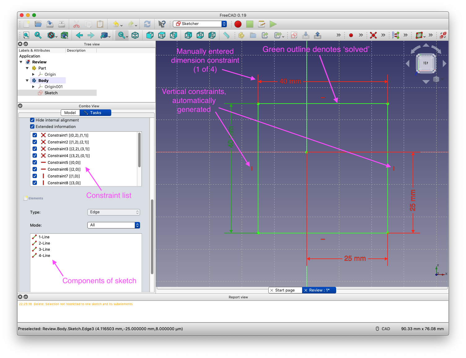 Automatic and manual constraints