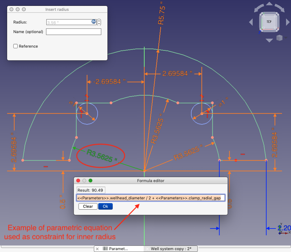 Parametric equation used in constraint