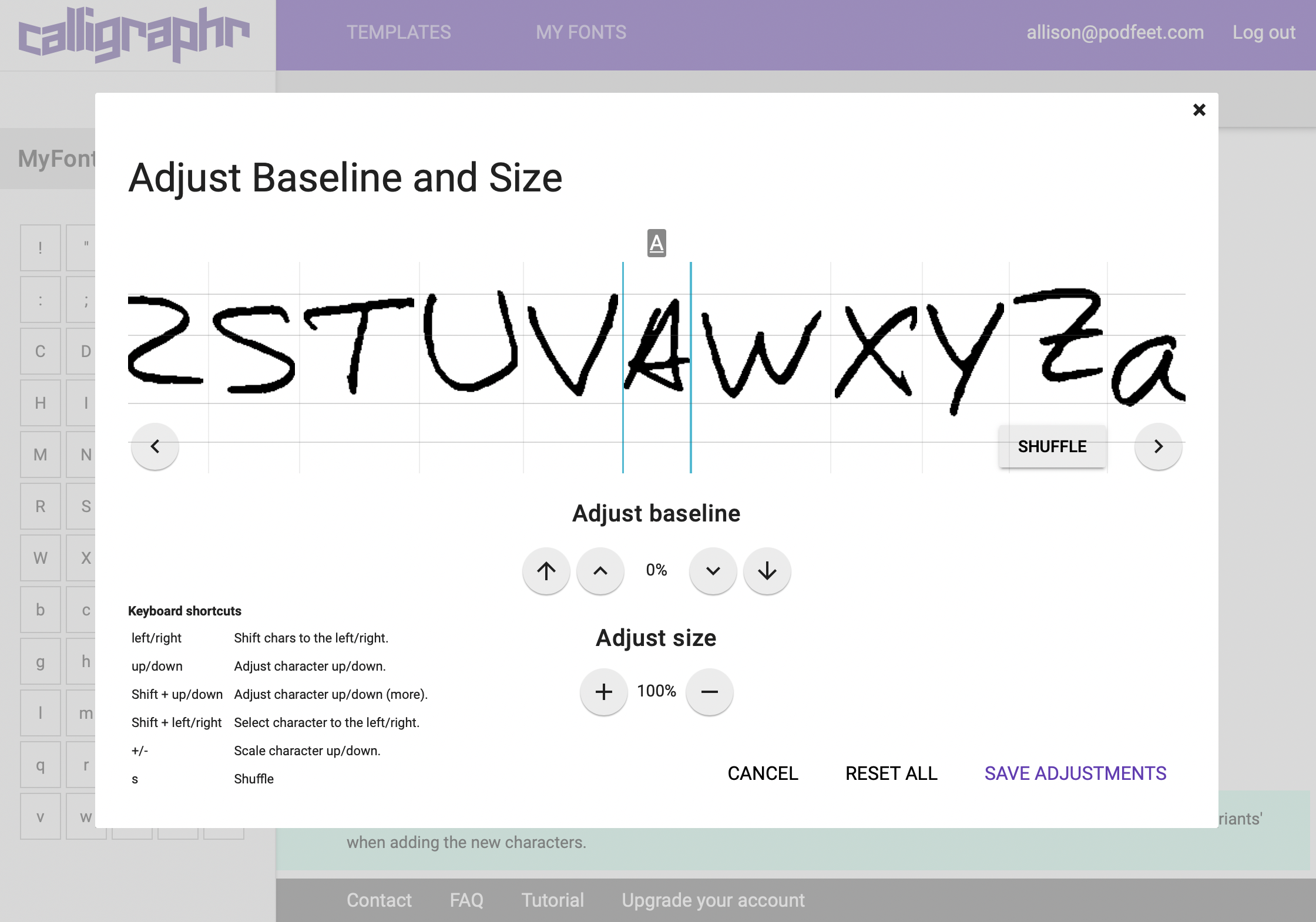 Adjust Baseline and Size as described in the article