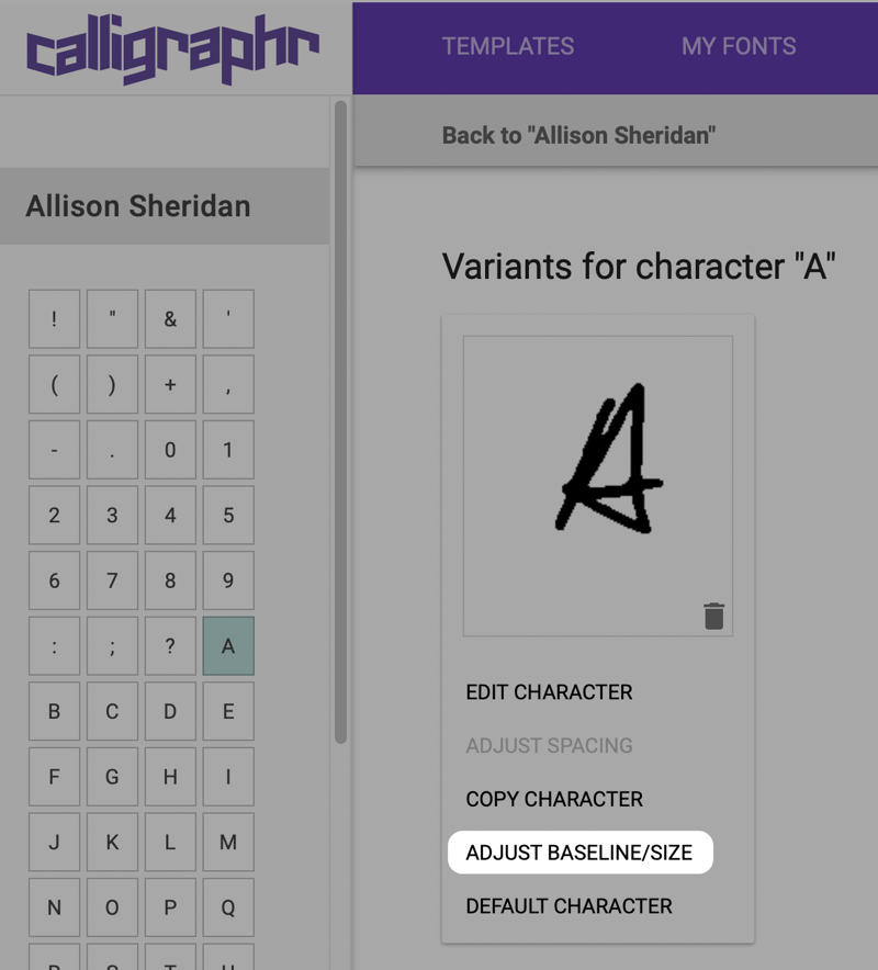 Adjust Baseline Size - How to Enter this Mode