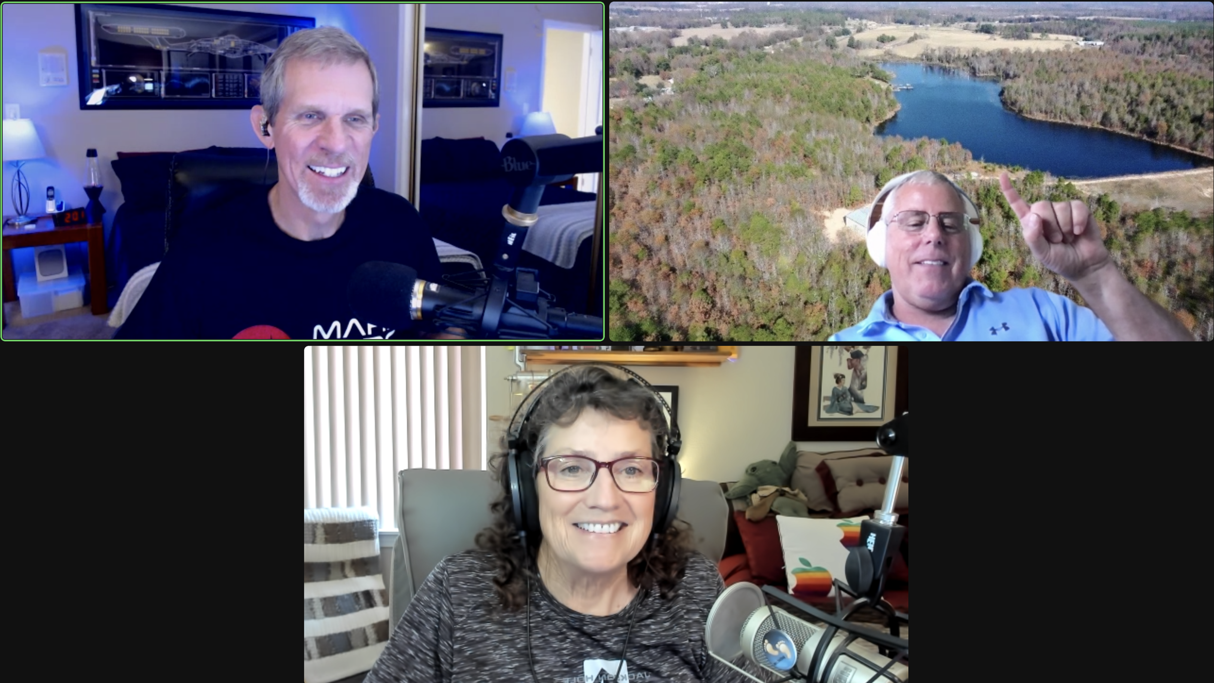 Brian Hoffman CCATP.png Steve & Allison on Zoom with Brian - he's pointing at his pond in his forest