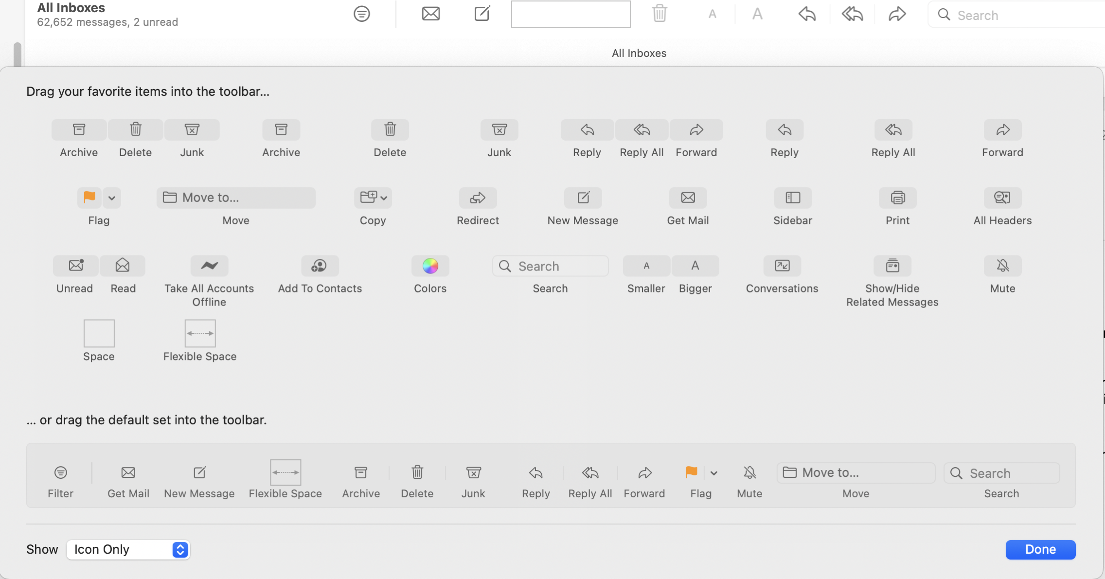 Customize Mail Toolbar