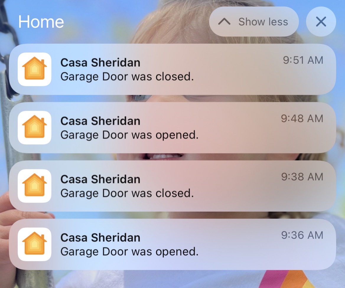 Home App Telling Me About the Garage Door