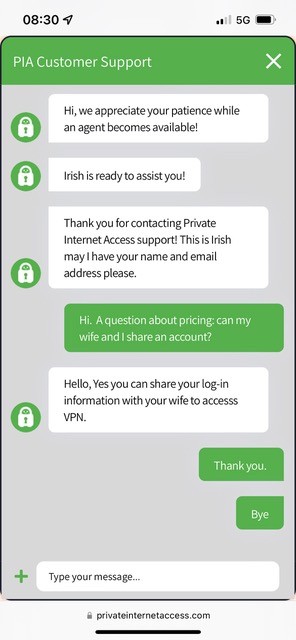 PIA Tells Steve Davidson OK to Share Account with Family.jpeg PIA Tells Steve Davidson OK to Share Account with Family