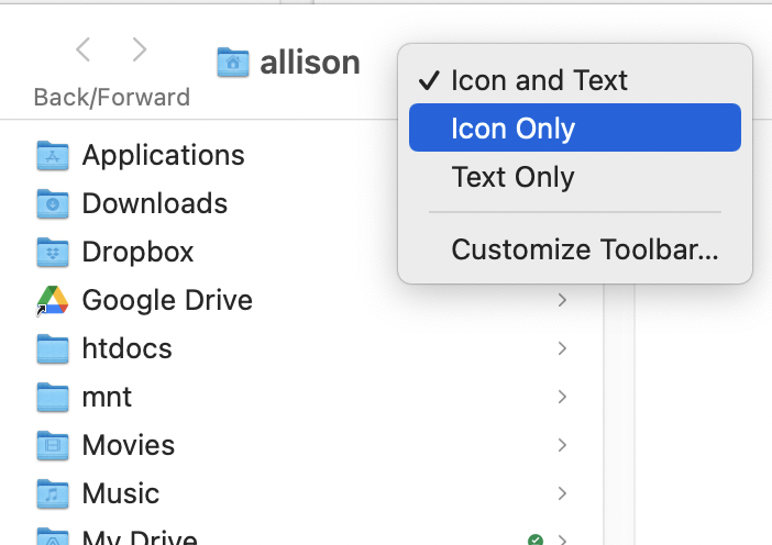 Finder Toolbar Icon View Options