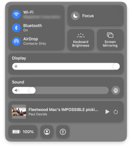 macOS Control Centre