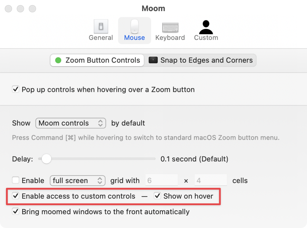 Enable Custom Controls on Hover