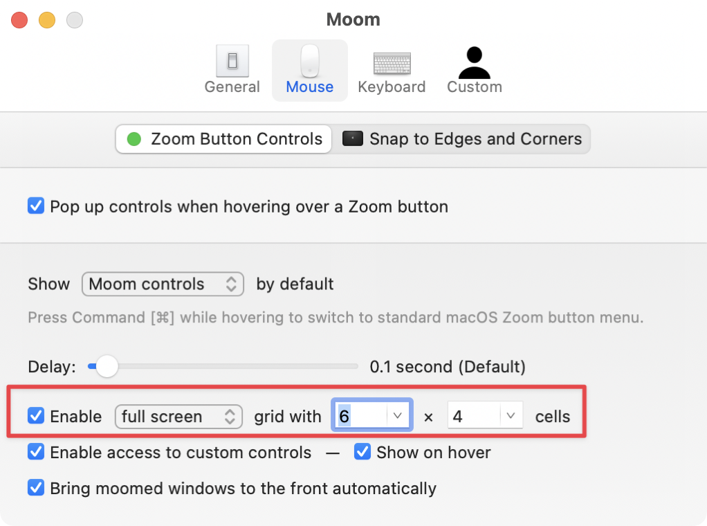 Enable Grid Options