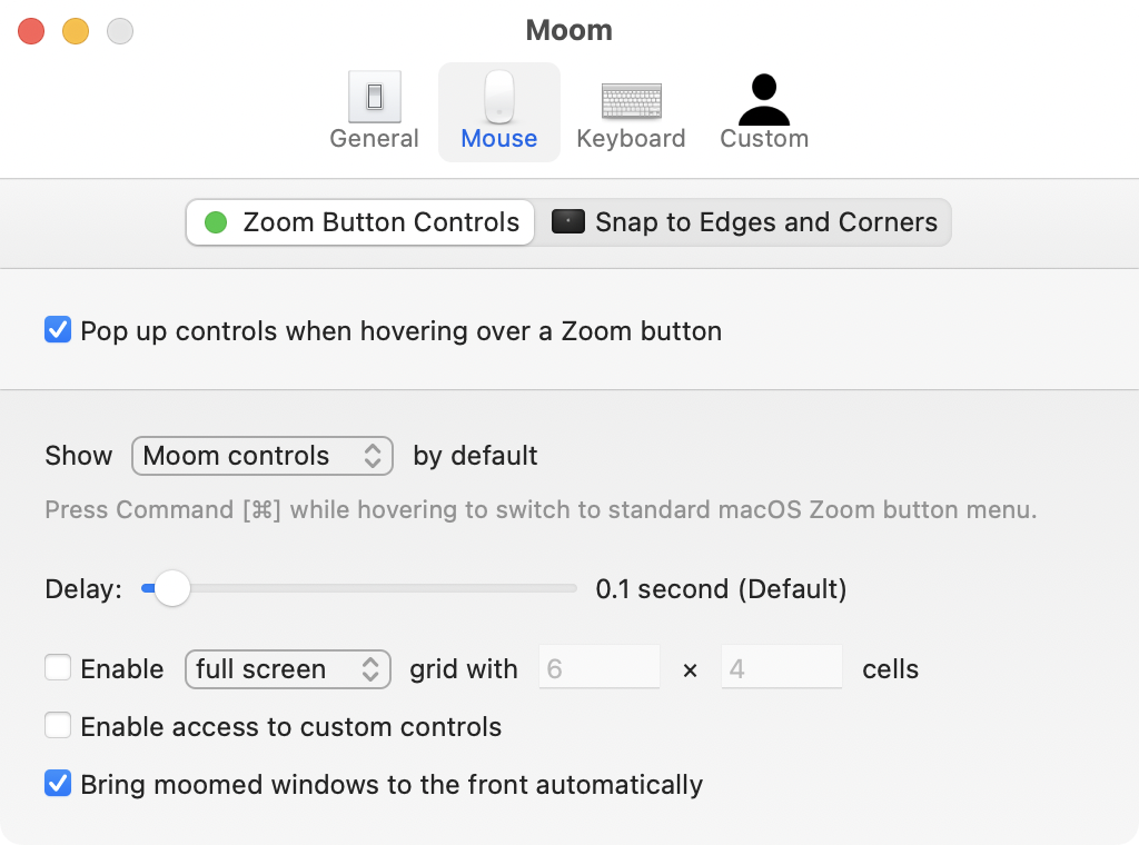 Zoom Button Controls on Mouse Preference Pane