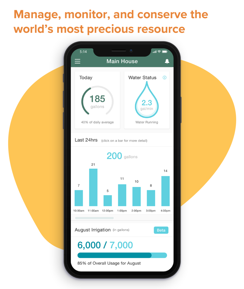 Flume App Showing Water Usage by Time