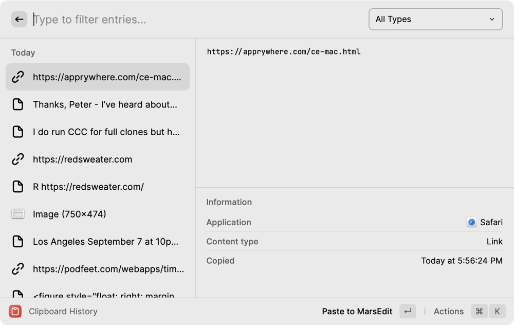 Raycast Built in Clipboard History