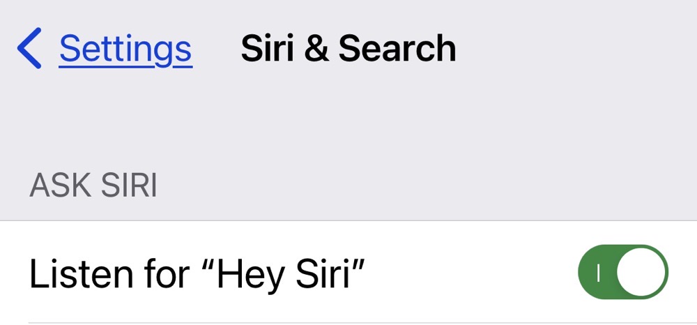 Listen for  Hey Siri