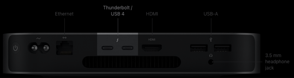 M1 Mac mini Two Thunderbolt USB 4 Ports
