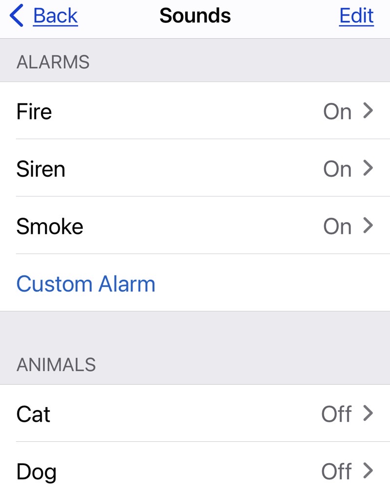 Types of Sounds You Can Enable Alarms  Animals