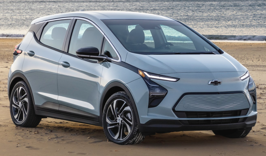 Chevy Bolt on a beach