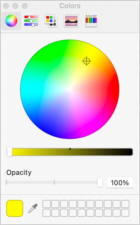 Color Window on Color Wheel
