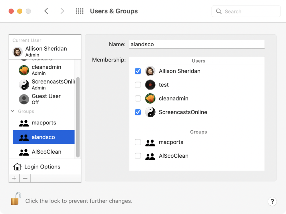 Combined Group Permissions in System Preferences