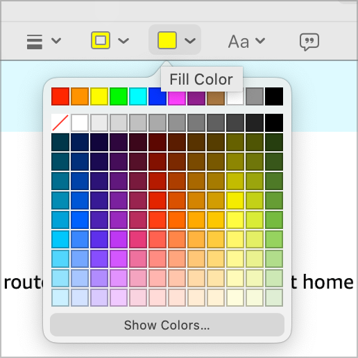 Fill Color Dropdown